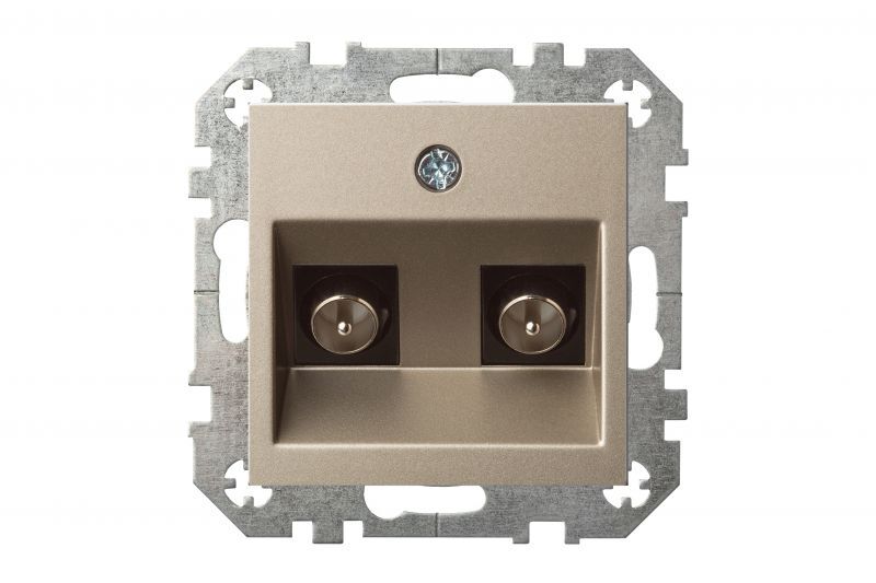 Розетка телевизионная двойная (TV) F-разъем Liregus Epsilon 28-3145