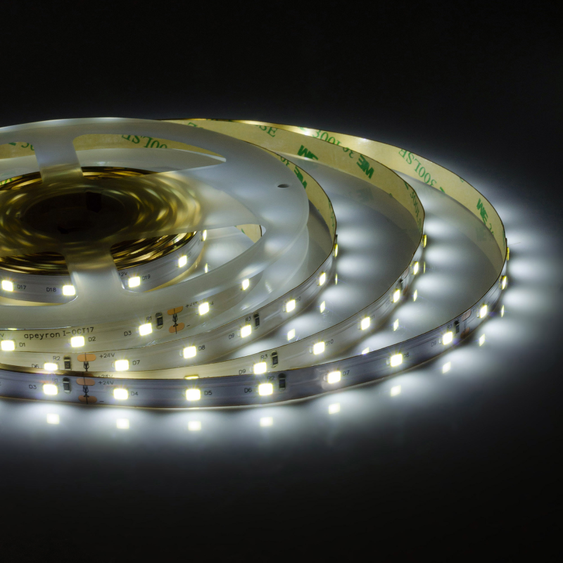 Светодиодная лента Apeyron 24В 8Вт/м smd2835 60д/м IP20 800Лм/м 5м 6500К 00-371