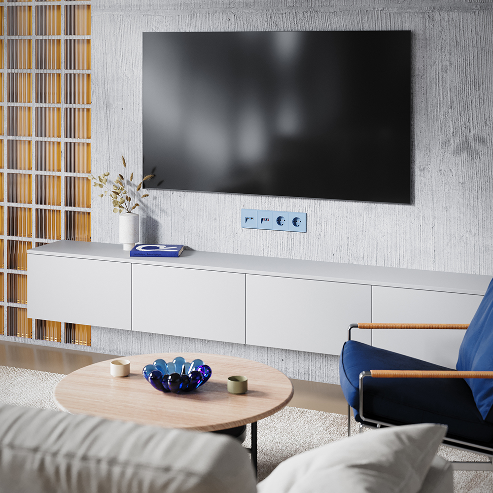 Накладка для розетки TV+RJ45 кат. 6 Voltum S70 (деним) VLS002715