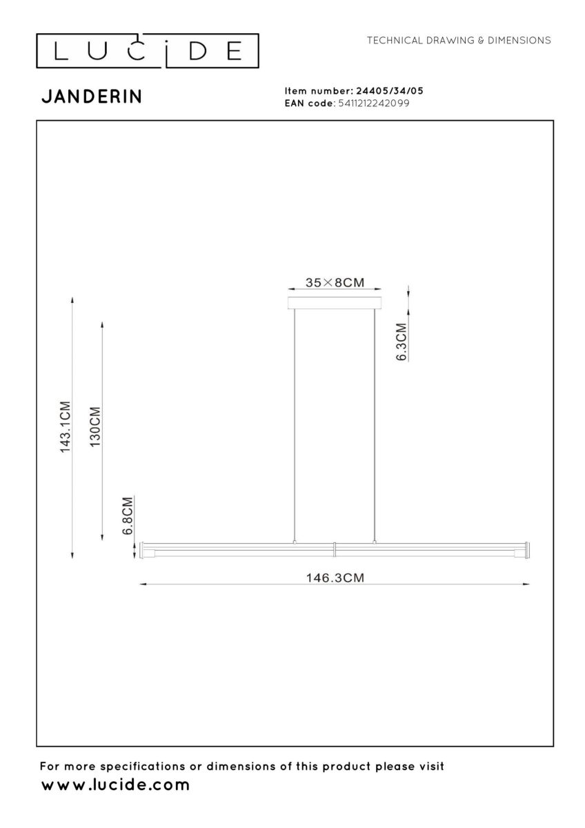 Подвесной светильник Lucide Janderin 24405/34/05