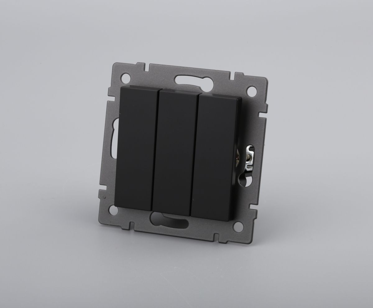 Механизм выключателя трехклавишный непроходной Arlight SWT-MK03-PL-BK-V (250V, 10A) 049897