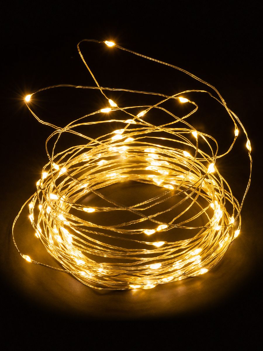 Светодиодная гирлянда TDM Electric Роса100 3хАА теплый белый без мерцания SQ0361-0053