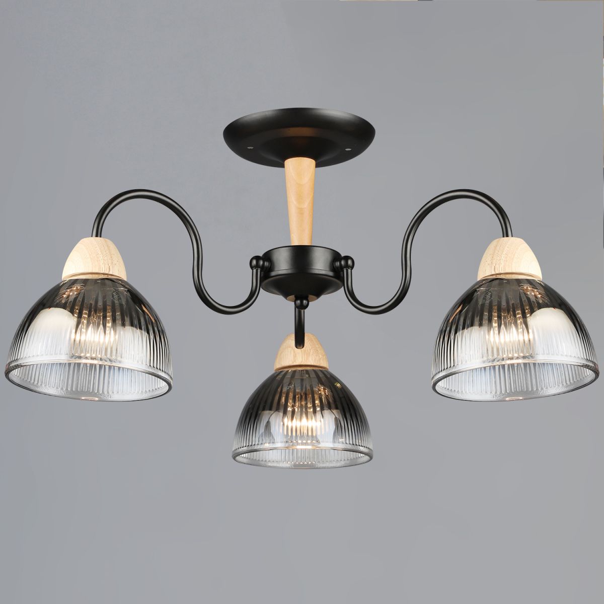 Люстра на штанге Reluce 69660-0.3-03 BK+WOOD