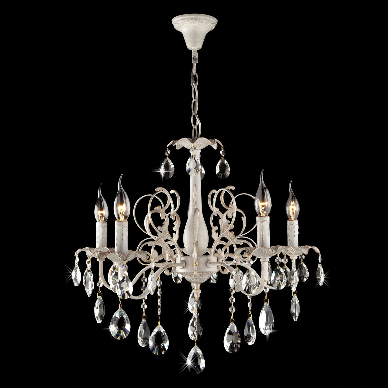 Подвесная люстра Eurosvet Kiva 3113/5 белый с золотом/прозрачный хрусталь Strotskis