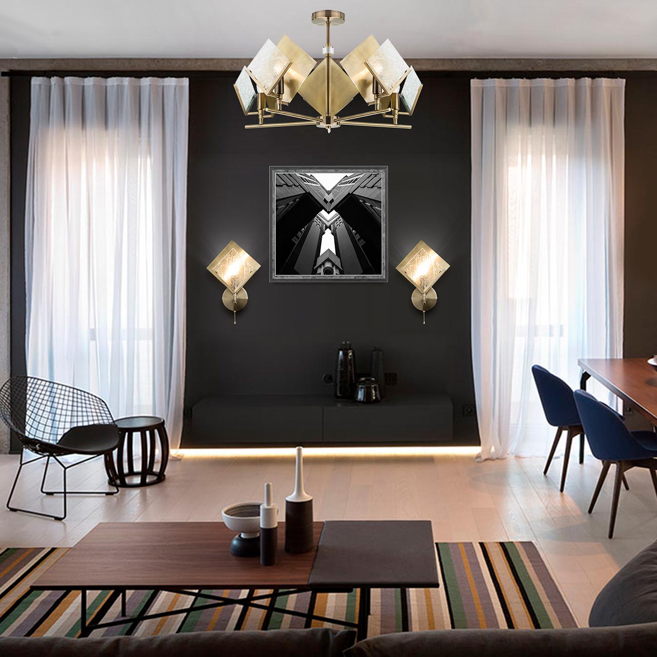 Потолочная люстра Eurosvet Rombo 60110/5 античная бронза