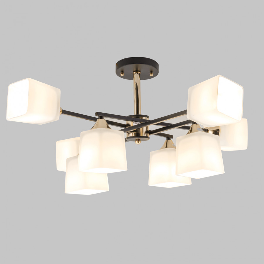 Люстра на штанге IMEX MD.4080-8-S-BK+FGD