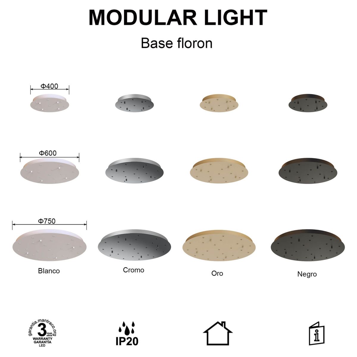 Основание потолочное 14L Mantra Modular Light Florones 9370
