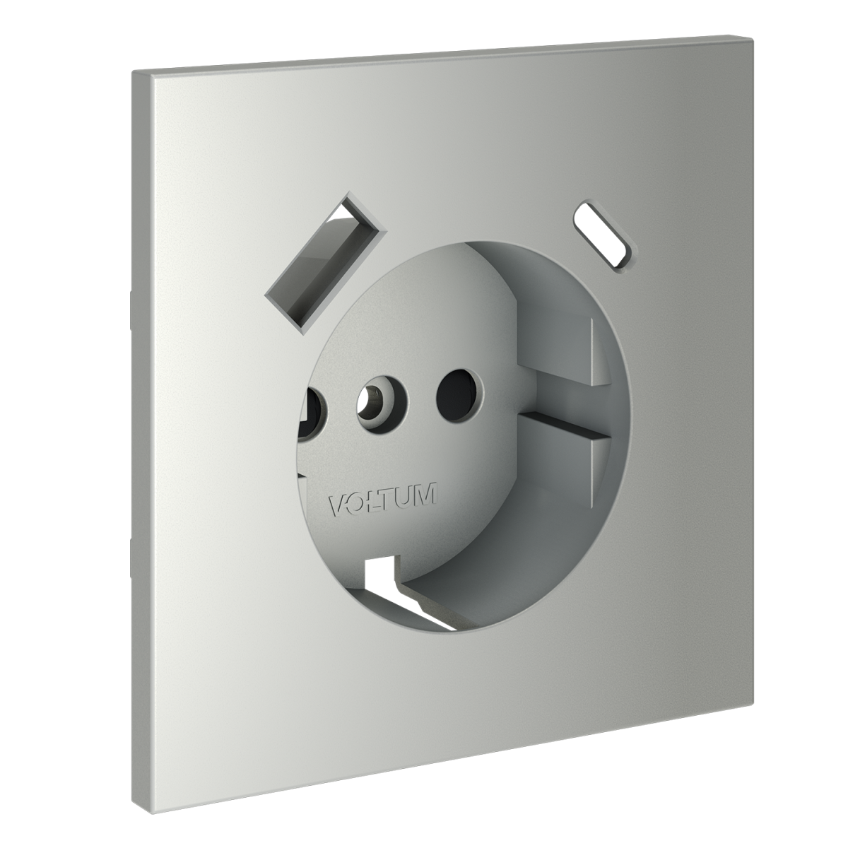 Накладка для розетки с заземлением и защитными шторками, с USB A+C Voltum S70 (сталь) VLS001005