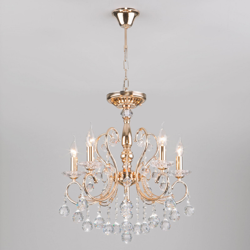 Подвесная люстра Eurosvet 10096/5 золото/прозрачный хрусталь Strotskis
