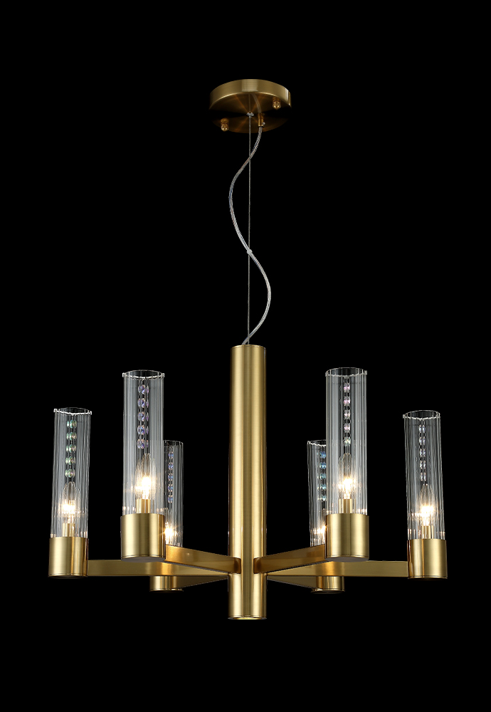 Подвесная люстра Crystal Lux OTONO SP6+1 BRASS/TRANSPARENTE