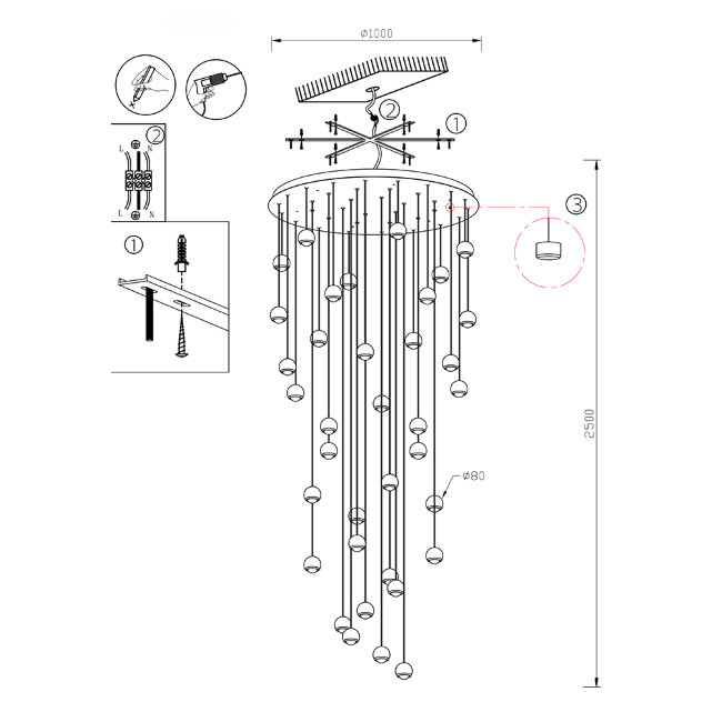 Подвесная люстра Lumien Hall Danay LH8027/36P-BK-SGD