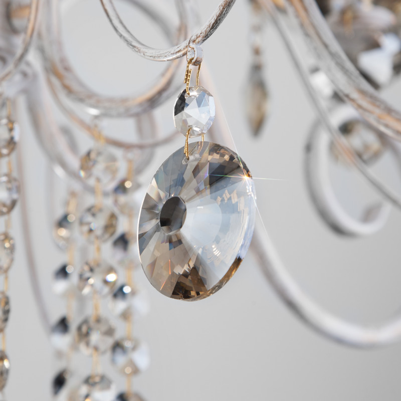 Подвесная люстра Eurosvet 10104/5 белый с золотом/тонированный хрусталь Strotskis