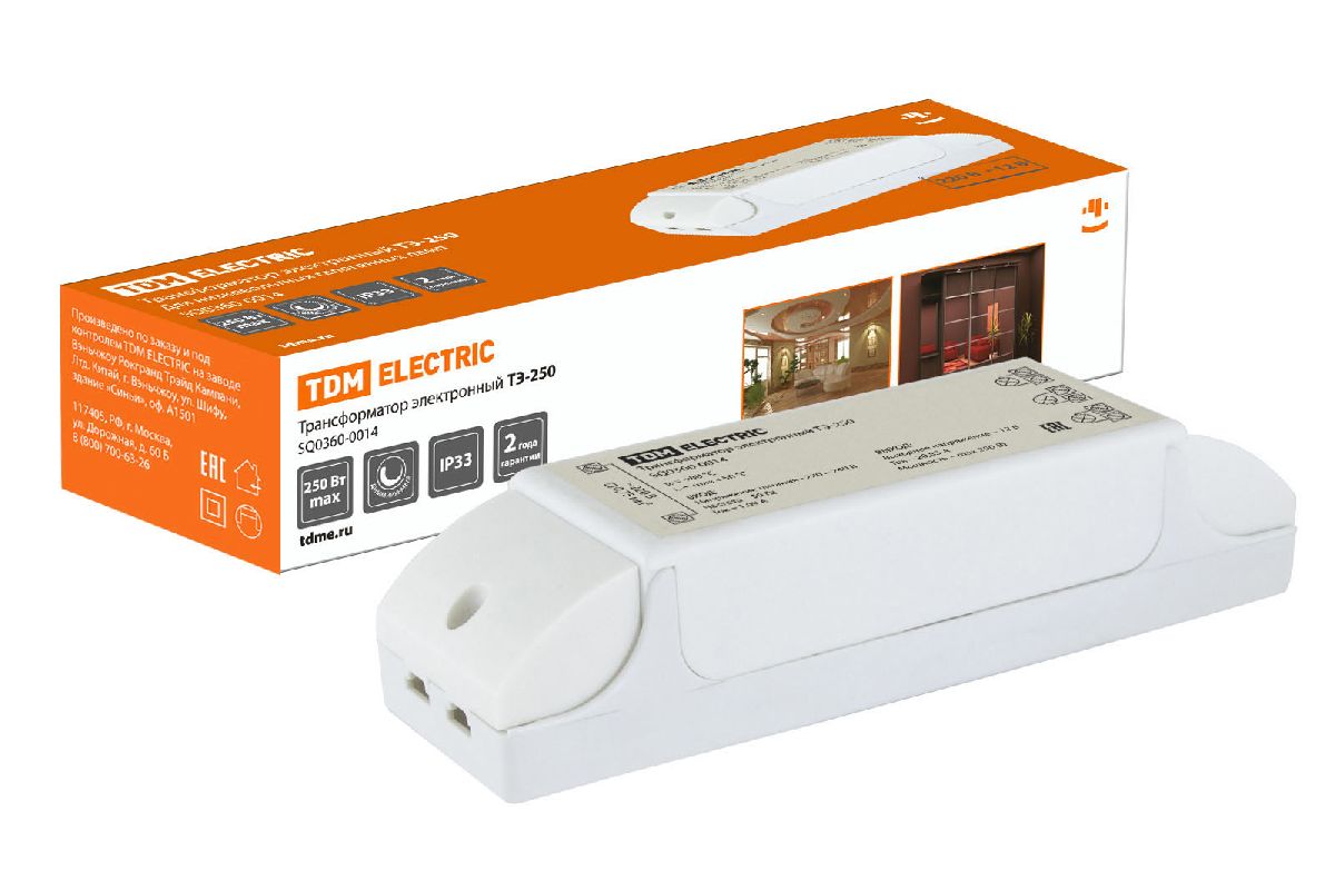 Трансформатор электронный диммируемый TDM Electric 12V 80-250W IP33 20,8A ТЭ-250 SQ0360-0014