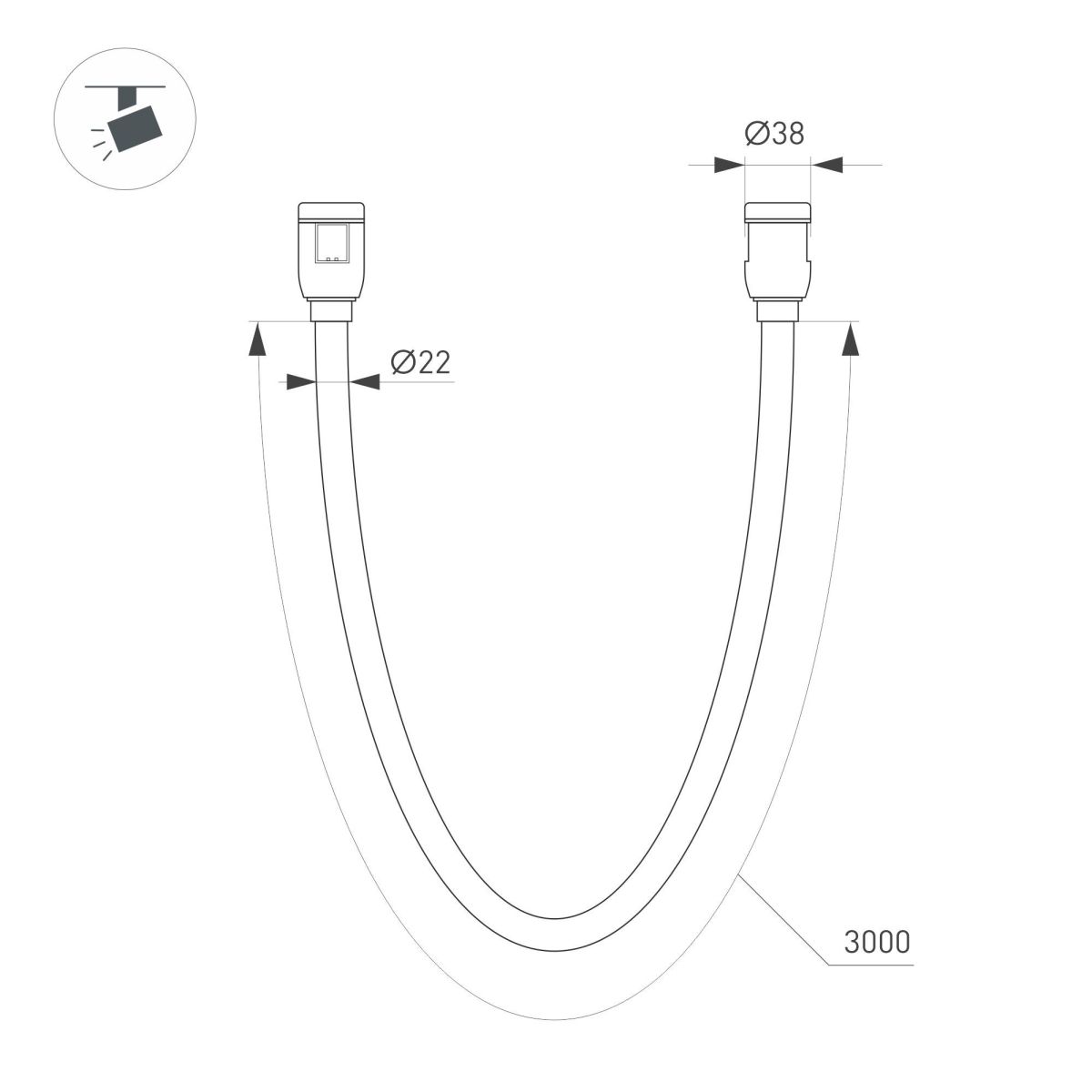 Трековый светильник Arlight ART-APRIORI-TUBE-ELASTIC-R38-L3000-25W Warm3000 049275