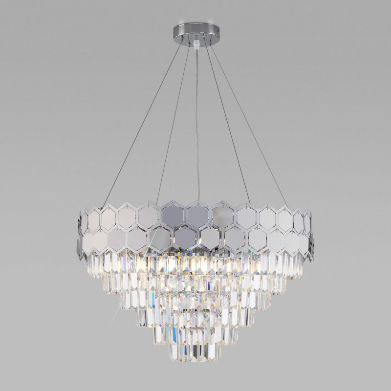 Подвесная люстра Eurosvet 10113/8 хром/прозрачный хрусталь Strotskis