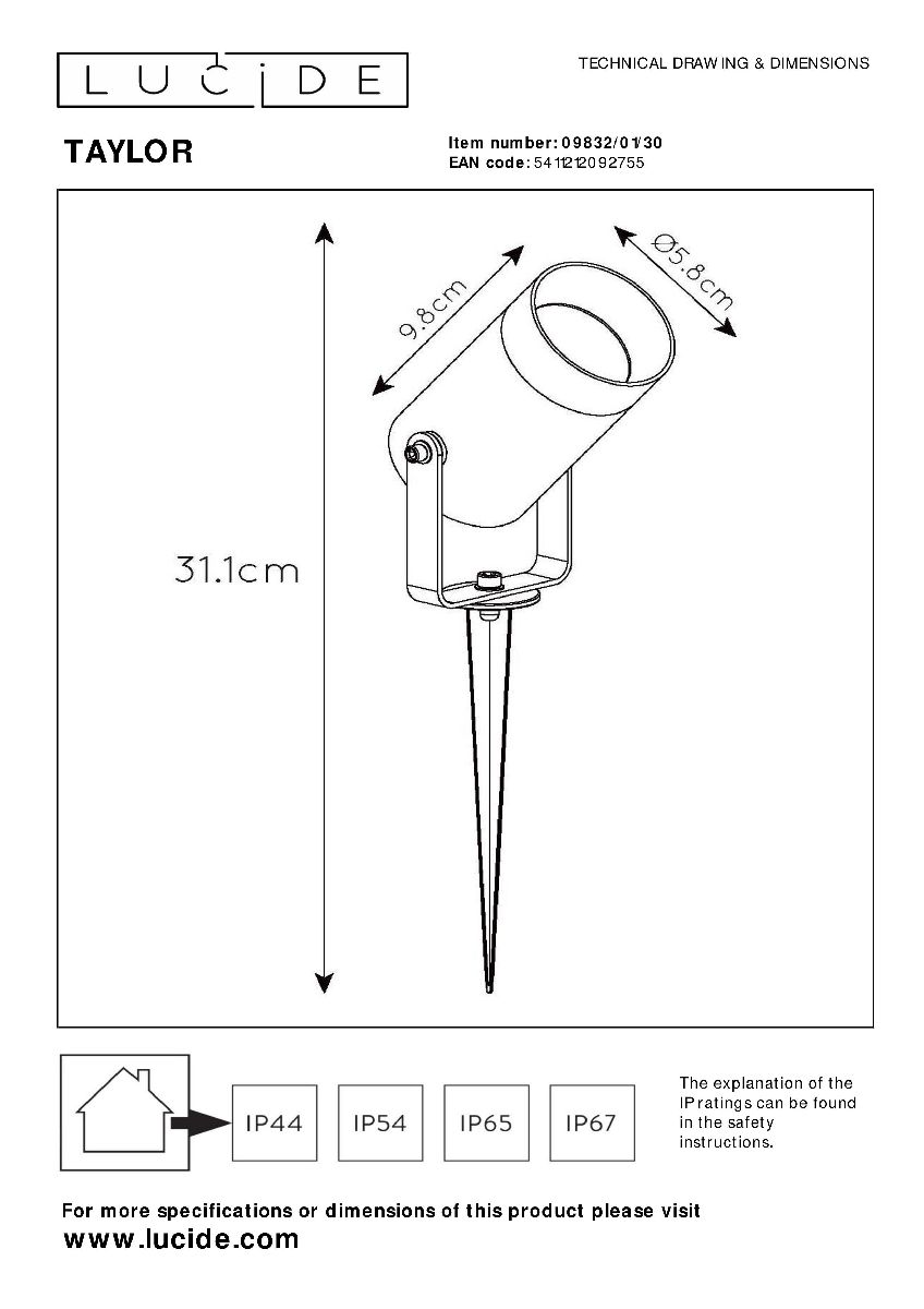Грунтовый светильник Lucide Taylor 09832/01/30