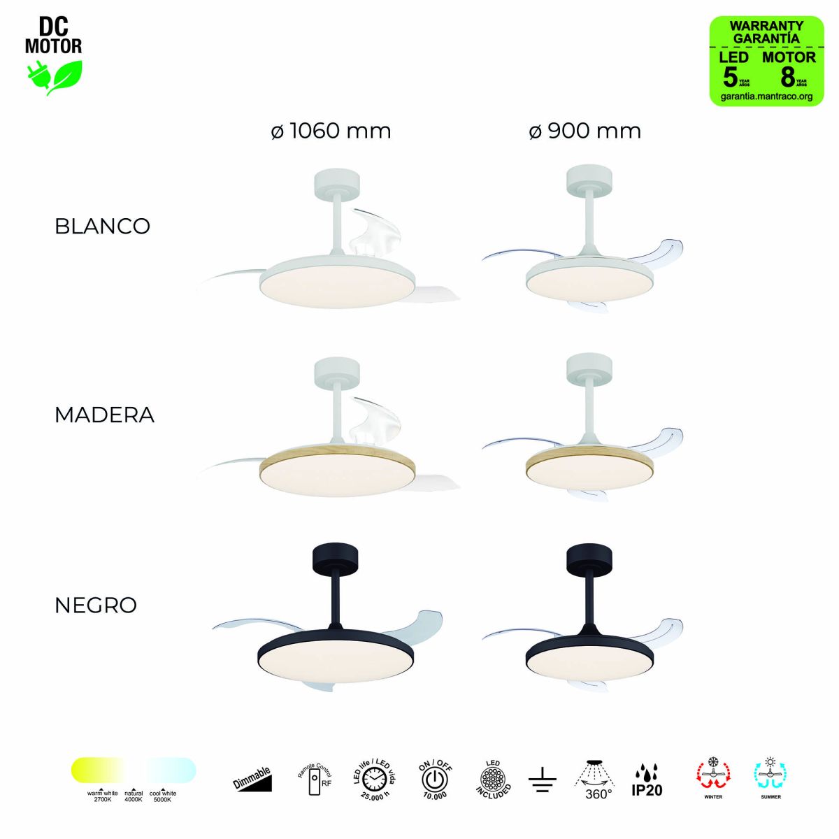 Люстра-вентилятор Mantra Slim Fan 9009