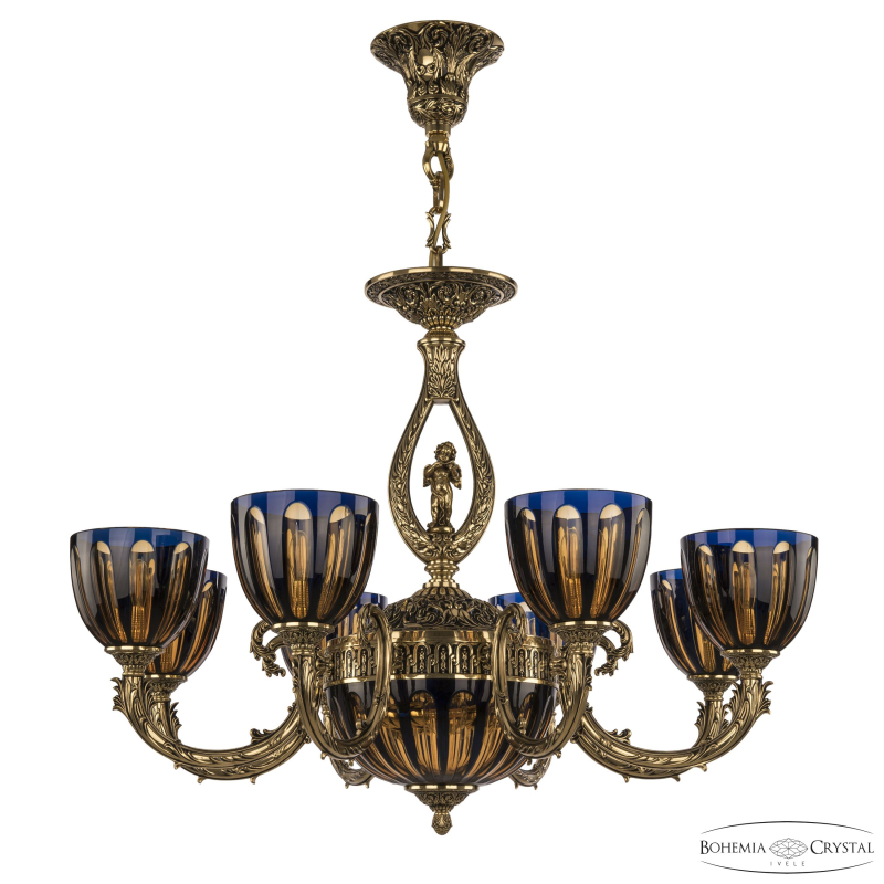 Подвесная люстра Bohemia Ivele Crystal Florence 71409P/8/210 GB P1 U Amber-Blue/H-1H FA4S