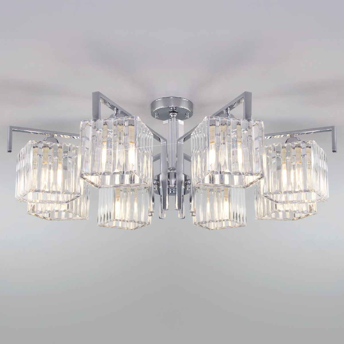 Потолочная люстра Eurosvet April 10126/8 хром/прозрачный хрусталь Strotskis Smart (10117/8) a054451