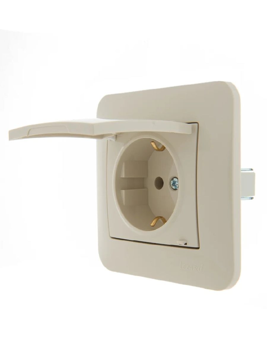 Розетка с/з с крышкой Lezard Karina 707-0388-123B