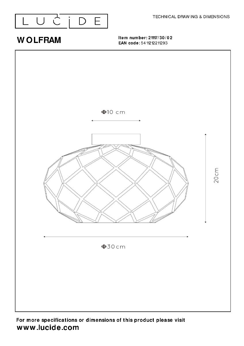 Потолочный светильник Lucide Wolfram 21117/30/02