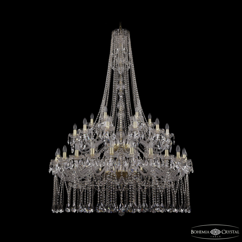 Подвесная люстра второго света Bohemia Ivele Crystal 1413/24+12+6/460/h-185/2d Ni