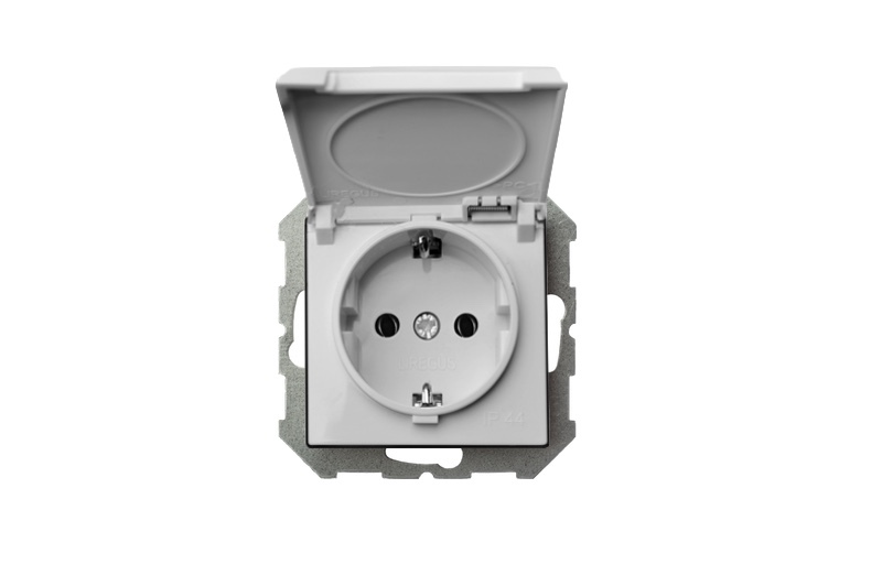 Розетка с заземлением и крышкой Liregus Epsilon 28-019