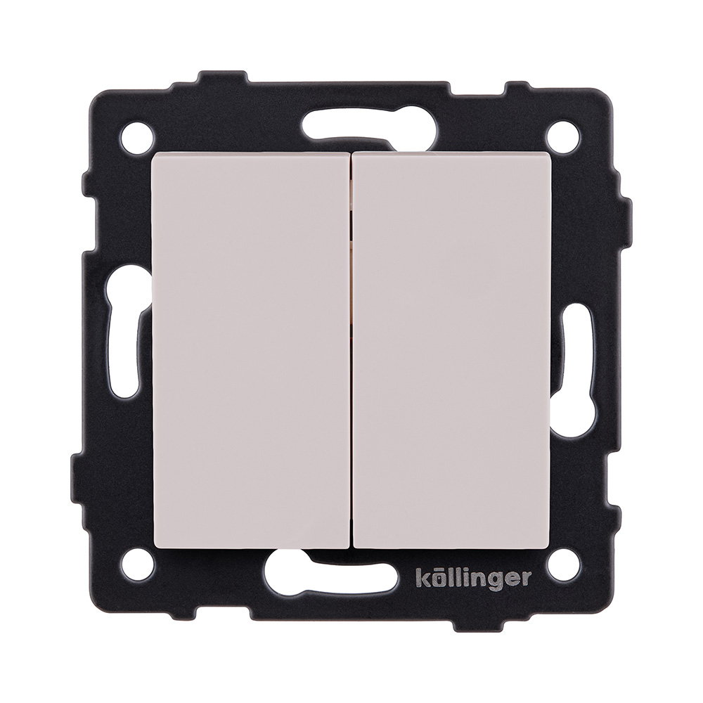 Выключатель 2-клавишный 10А/250В, кашемир матовый Kollinger REA-S-007CM для Aspekt, Eleganz, Reflex