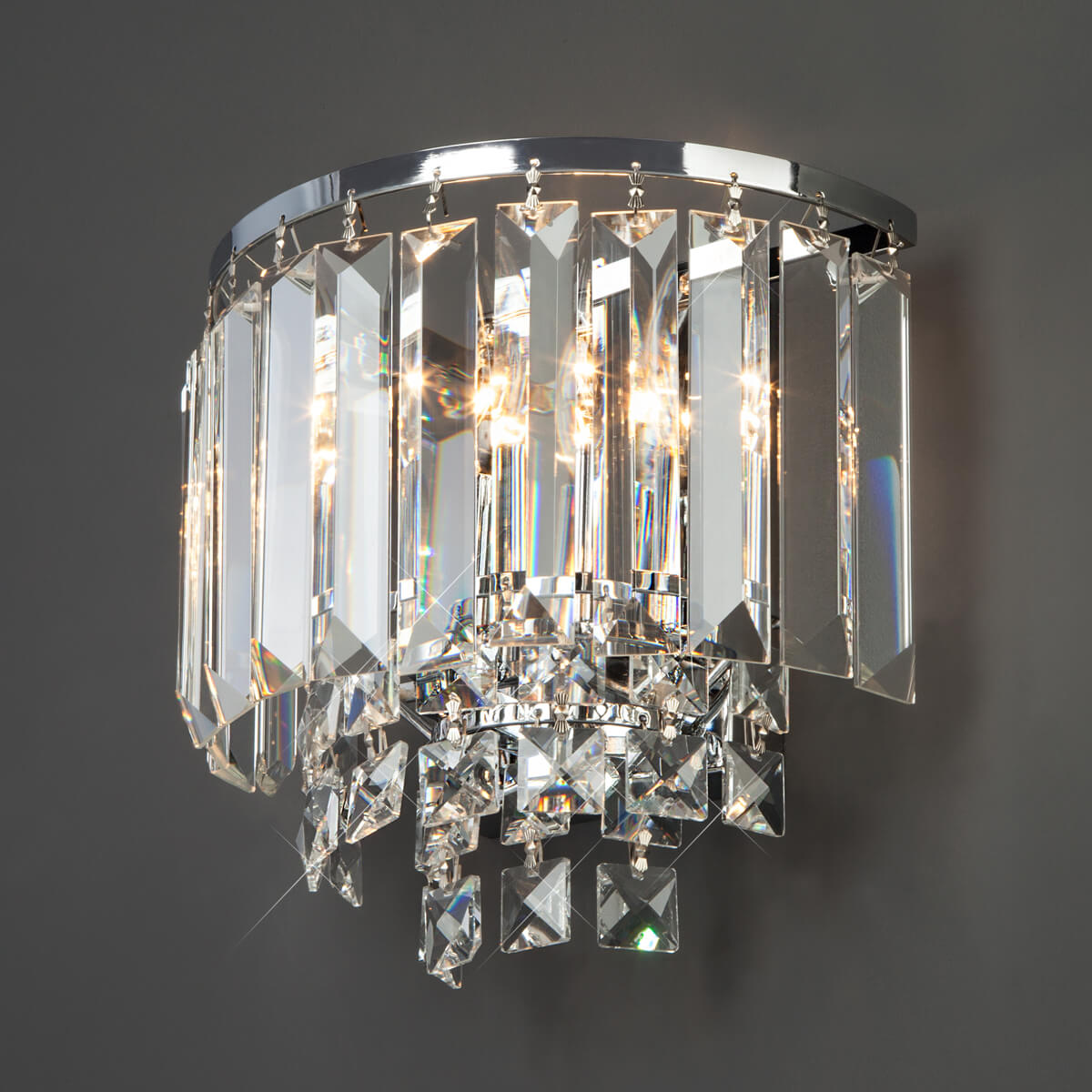 Настенный светильник Eurosvet Torreta 10121/2 хром/прозрачный хрусталь Strotskis (10105/2)