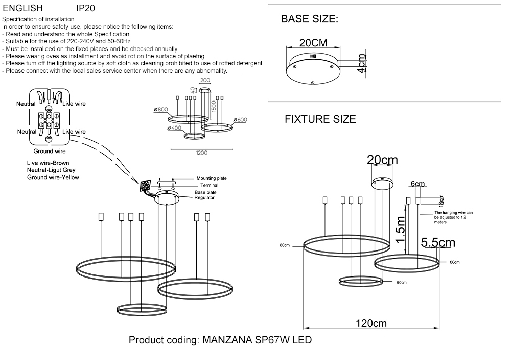 Подвесная люстра Crystal Lux MANZANA SP67W LED BLACK