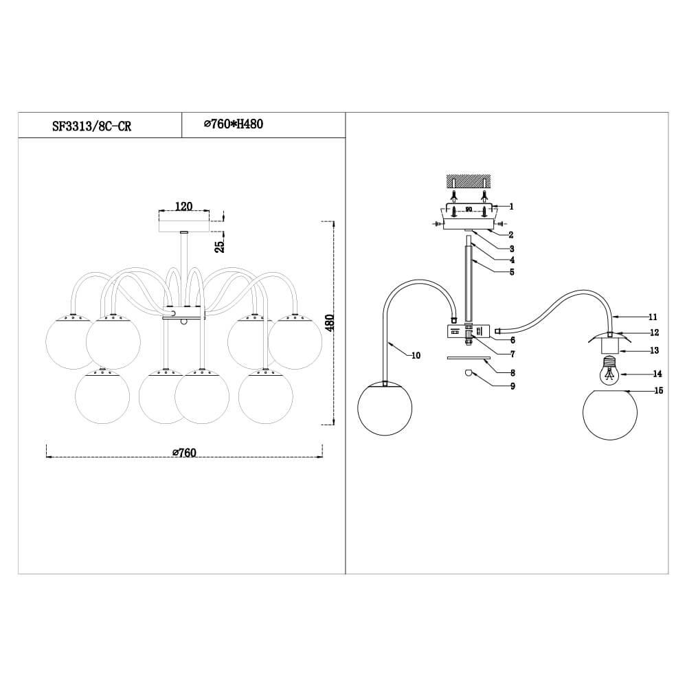 Потолочная люстра Seven Fires Trevi SF3313/8C-CR