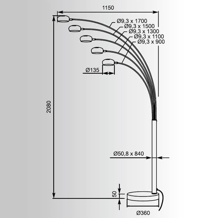 Торшер Zumaline Venti TS-5805G-RE