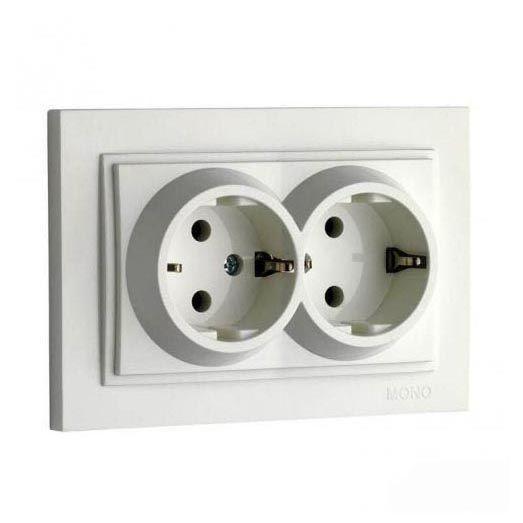 Розетка с заземлением двойная Mono Electric Despina 16А 250В слоновая кость 102-010004-120