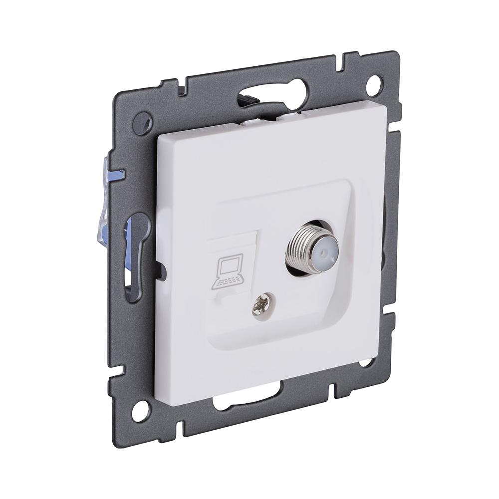 Розетка двойная спутниковая SAT + RJ45 Cat.6, белый матовый Kollinger REA-014WM для Aspekt, Eleganz, Reflex