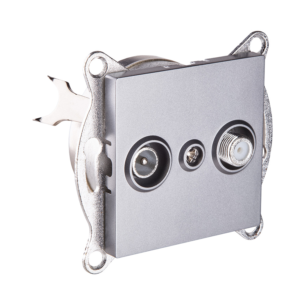 Розетка двойная TV (мама) + спутниковая SAT, серый Kollinger REA-035GY для Aspekt, Eleganz, Reflex