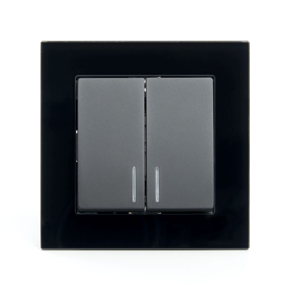 Выключатель 2-клавишный c индикатором Stekker Катрин 39504