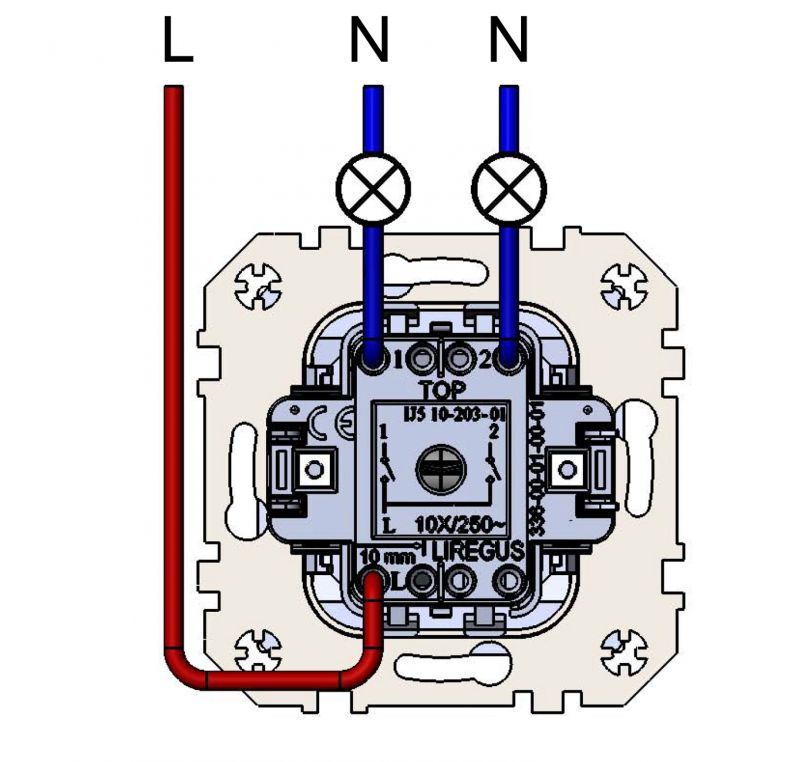 Выключатель двухклавишный Liregus Retro 29-005