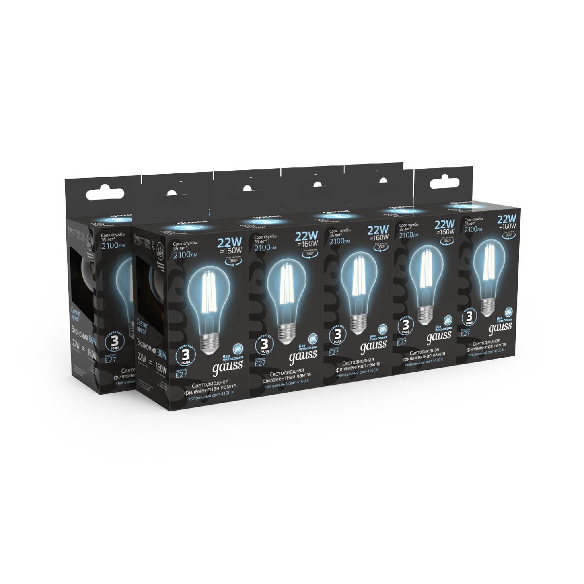 Лампа светодиодная Gauss Filament E27 22W 4100K 102902222