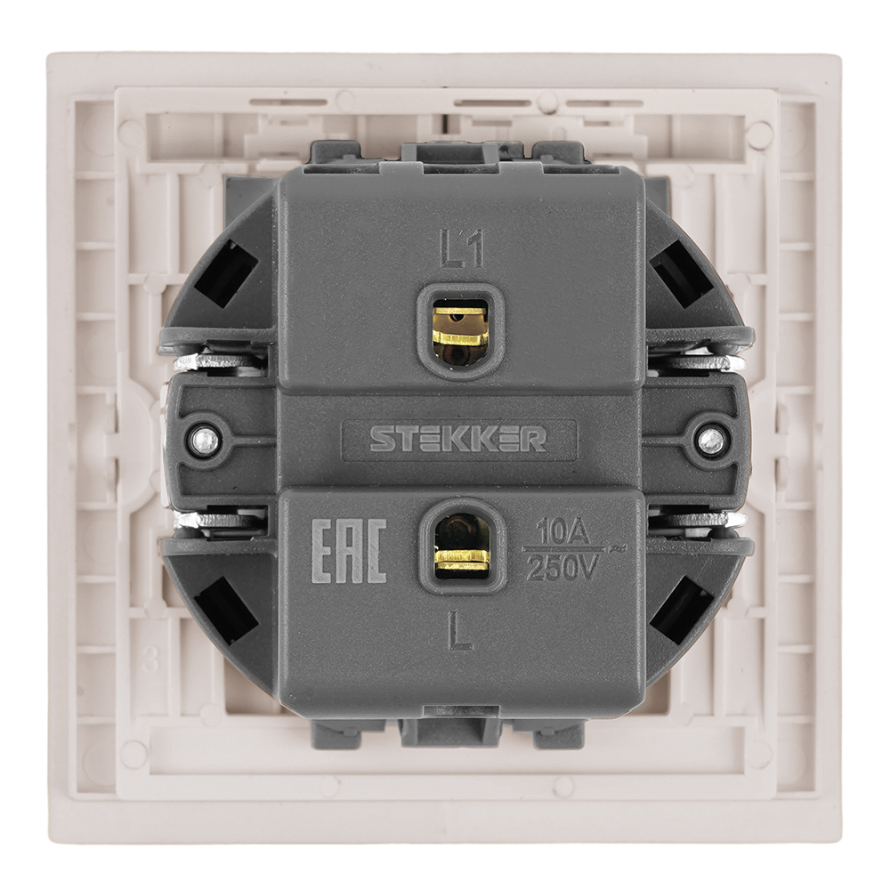 Выключатель 1-клавишный самовозвратный (механизм) Stekker Мия 250В 10А RSW10-3112-08 пудровый жемчуг 50573