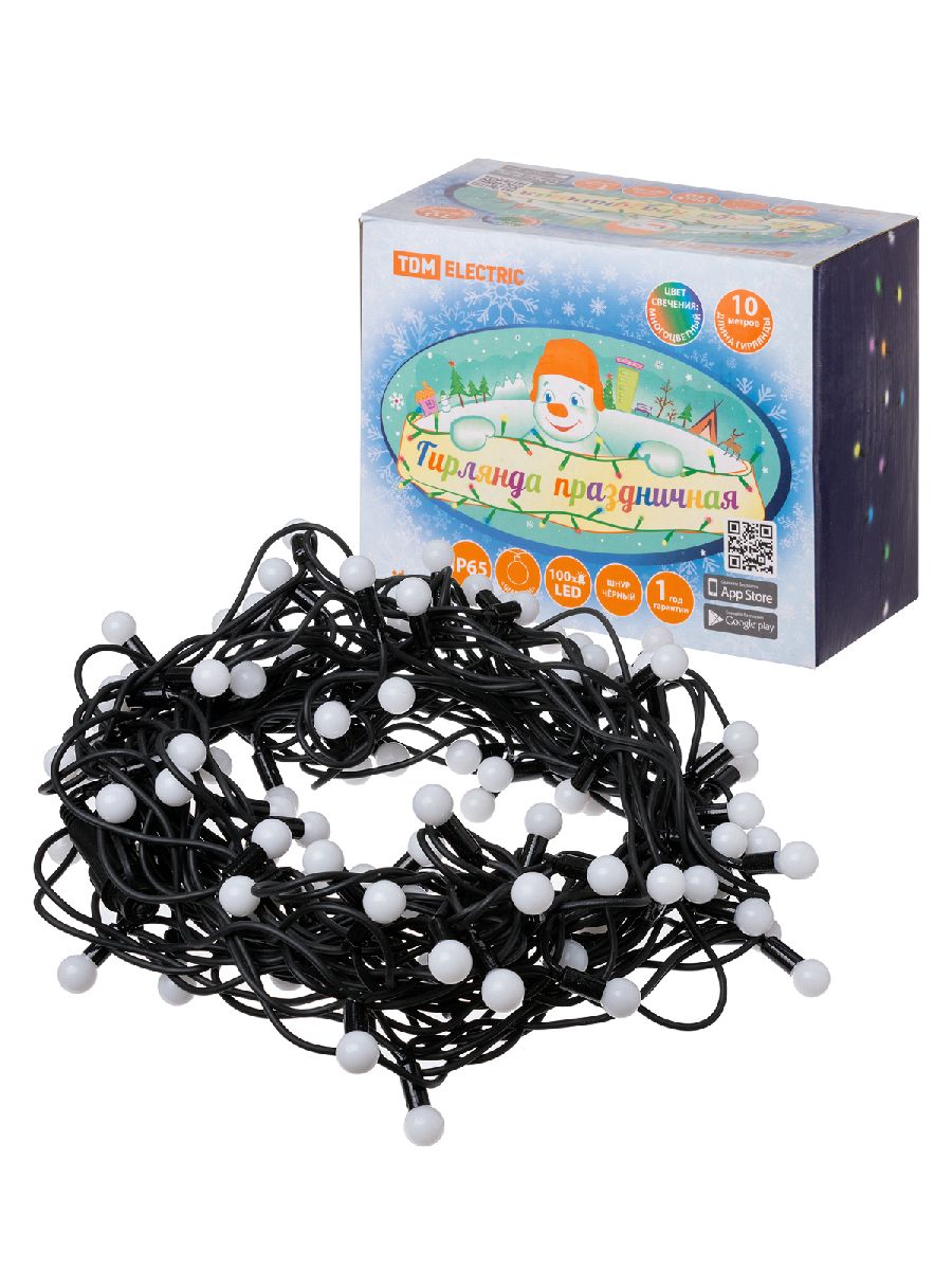 Уличная светодиодная гирлянда TDM Electric Шарики 250V разноцветная без мерцания SQ0361-0065