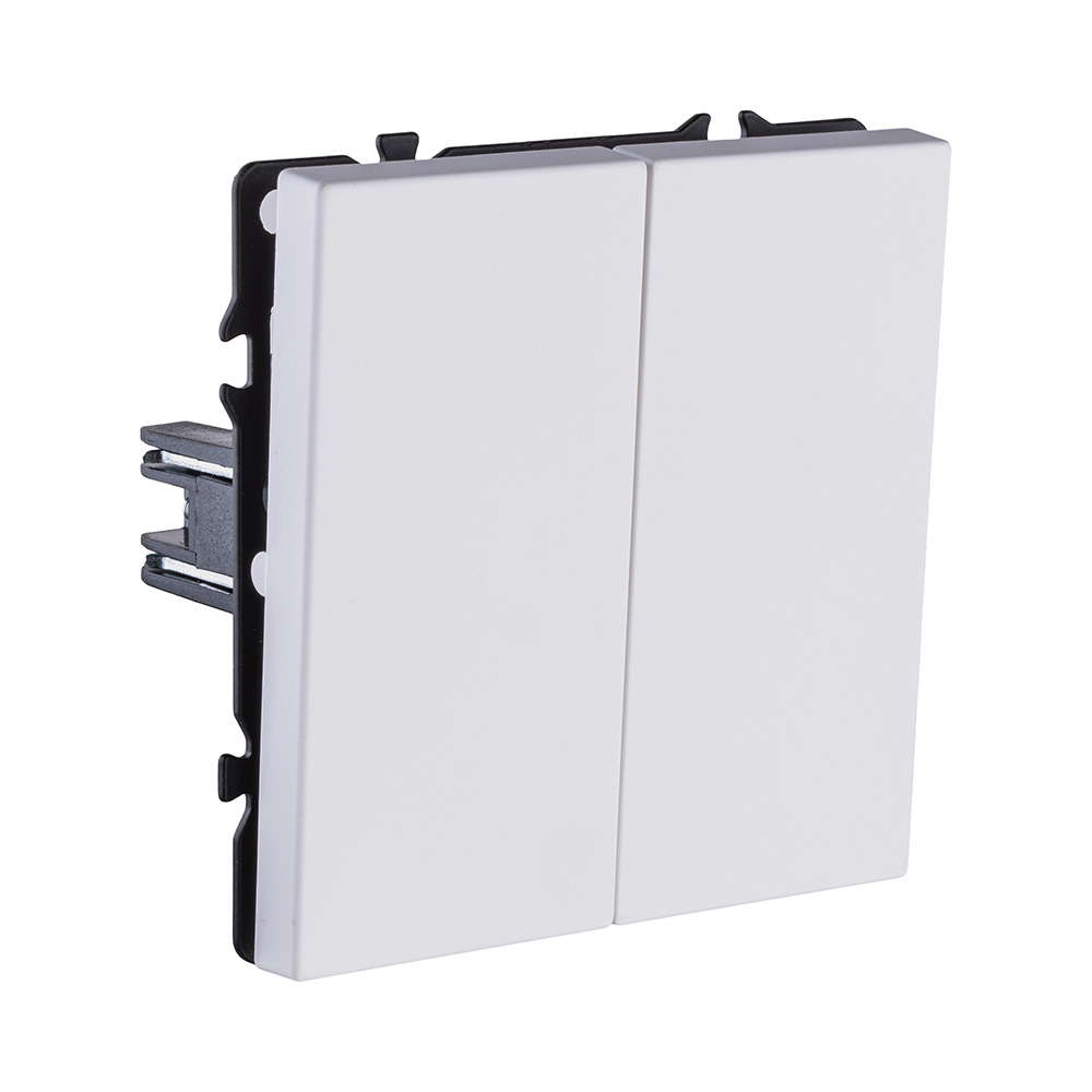 Выключатель 2-клавишный 10А/250В, белый глянцевый Kollinger Eclipse EC-004WG