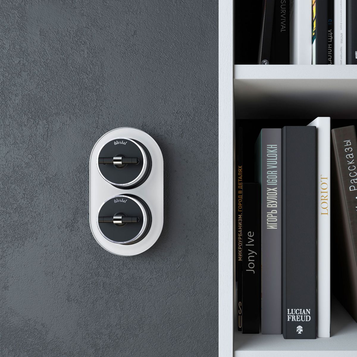 Переключатель одноклавишный Werkel Vintage черный матовый/хром W5812051 4690389174032