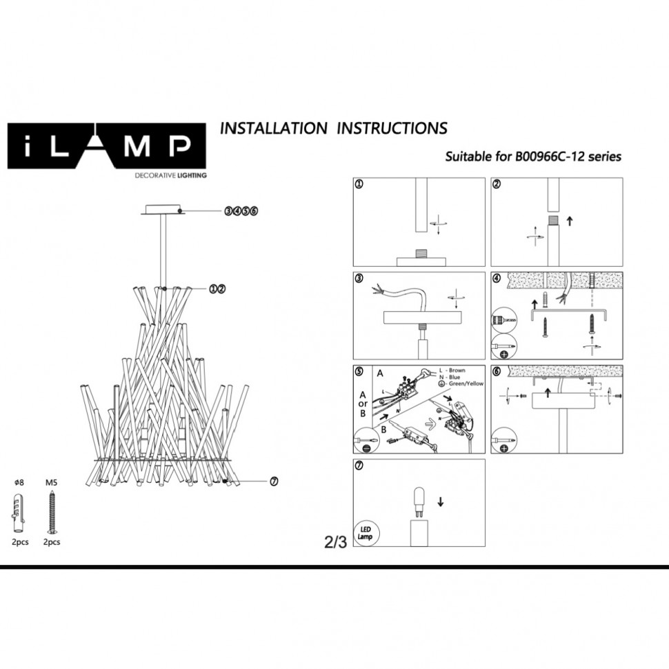 Люстра на штанге iLamp Casa 966C-12 CR+CL