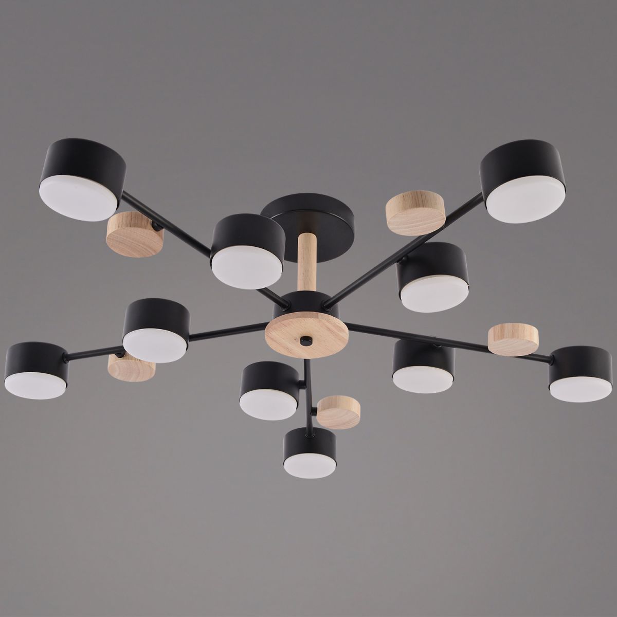 Люстра на штанге Reluce 03758-0.3-10 BK+WOOD GX53