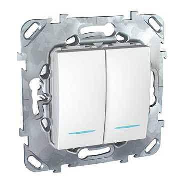Выключатель двухклавишный с подсветкой Schneider Electric Unica MGU5.0101.18NZD