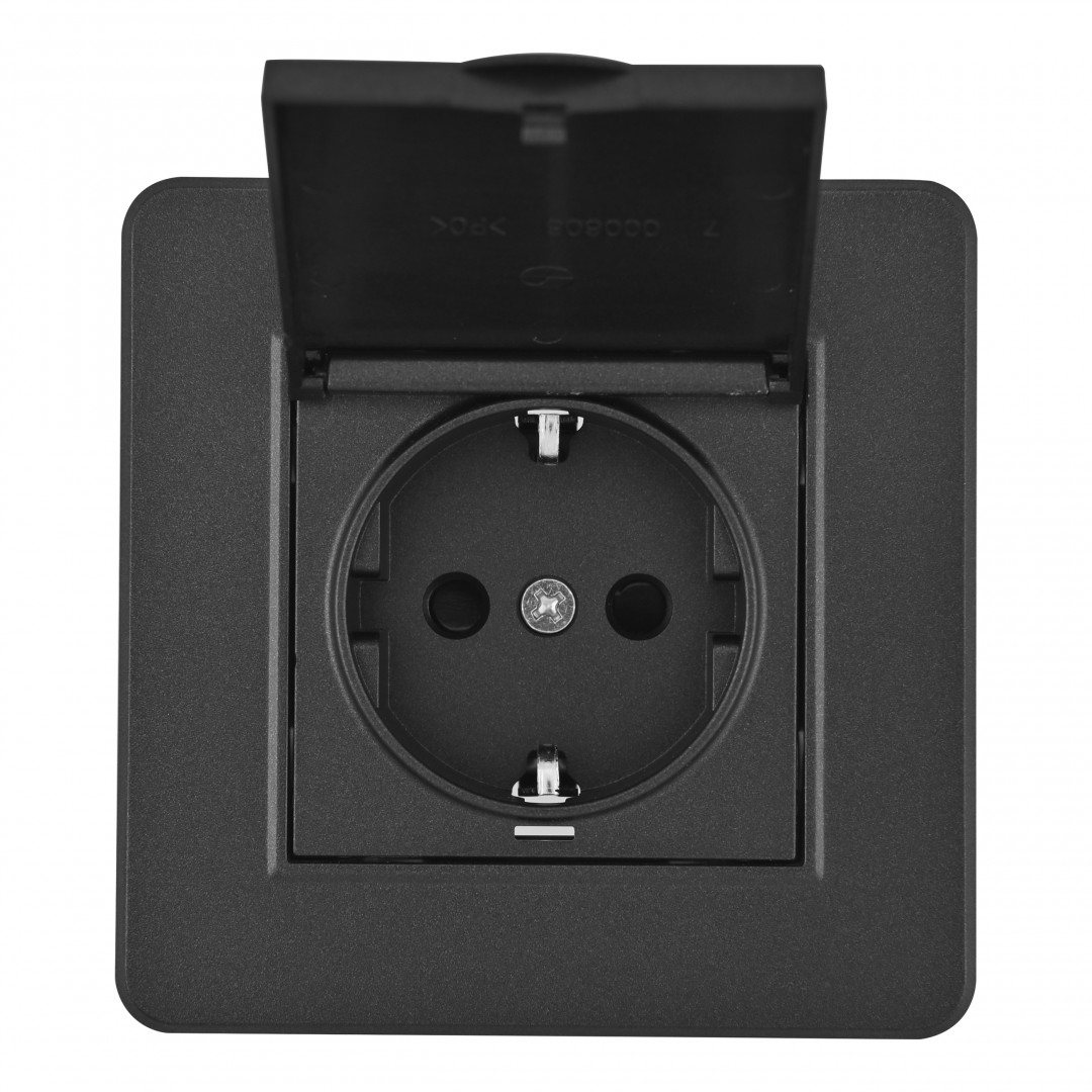 Комплект розетки с/з и шторками, защитной крышкой и рамкой Arte Milano SET16-1-41-1 black