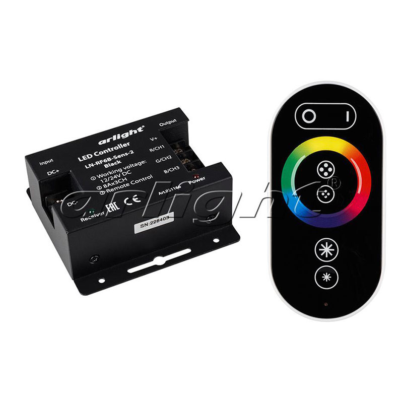 Контроллер Arlight LN-RF6B-Sens-2 Black (12-24V, 288-576W) 021166