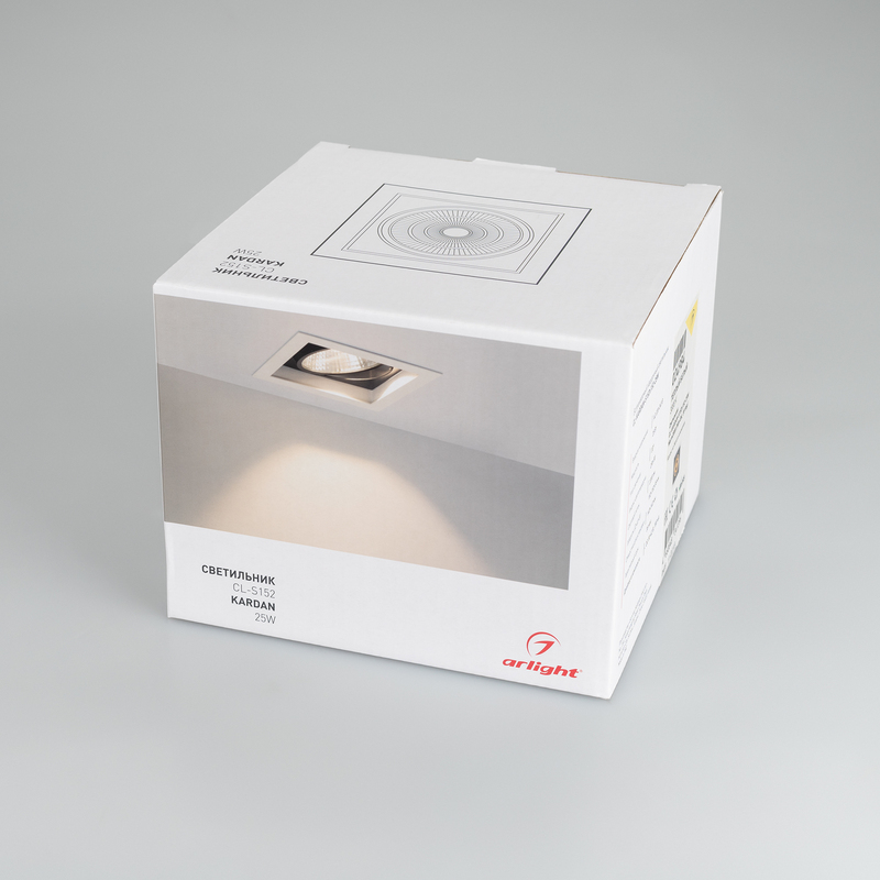 Встраиваемый светильник Arlight CL-KARDAN-S152x152-25W White6000 (BK-BK, 30 deg) 037028