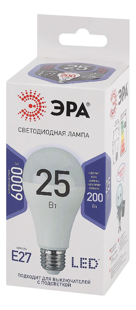 Лампа светодиодная Эра E27 25W 6000K LED A65-25W-860-E27 Б0035336
