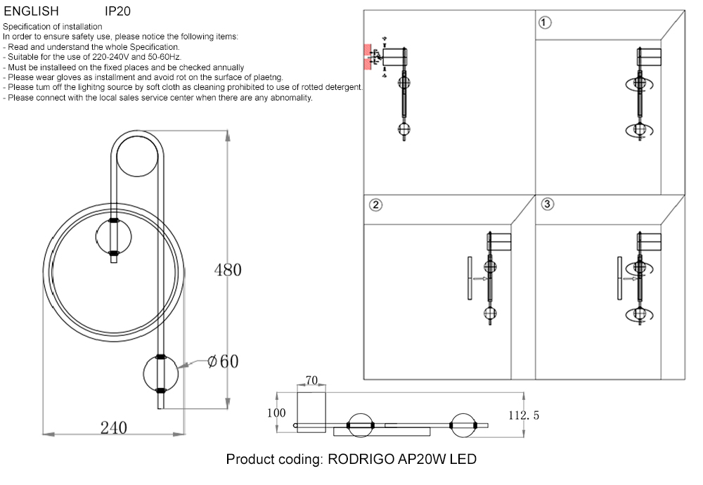 Бра Crystal lux RODRIGO AP20W LED BLACK/GOLD